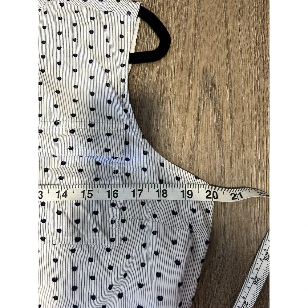 Banana Republic Midi Shirt Dress Workwear Polka Dot Pockets Tie Waist Sz Large - Picture 8 of 10